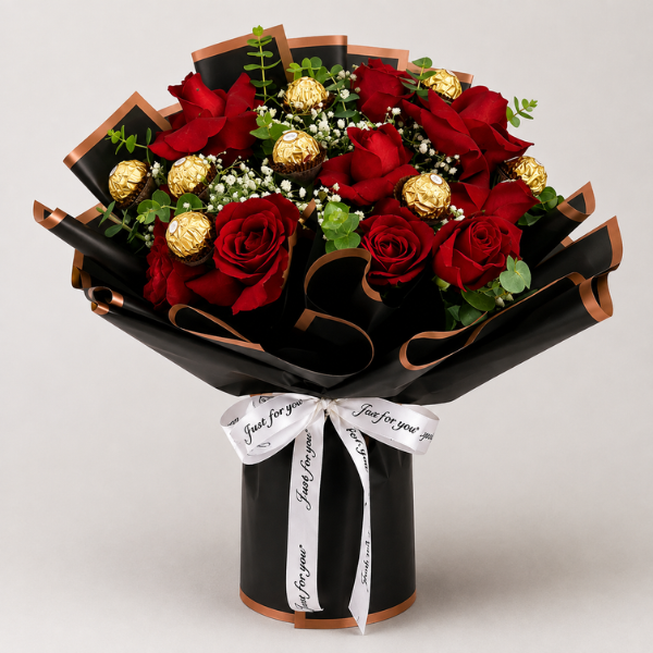 Buqu� de Rosas com chocolates